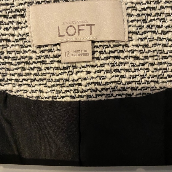 LOFT Black and White Fringed Blazer - Picture 2 of 5